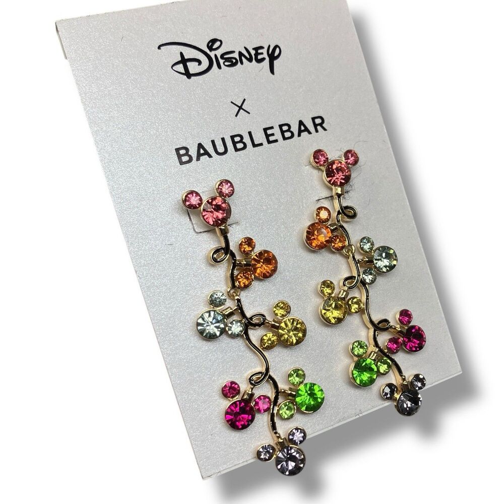BaubleBar Disney Mickey‎ Rainbow Crystal Christmas Earrings
